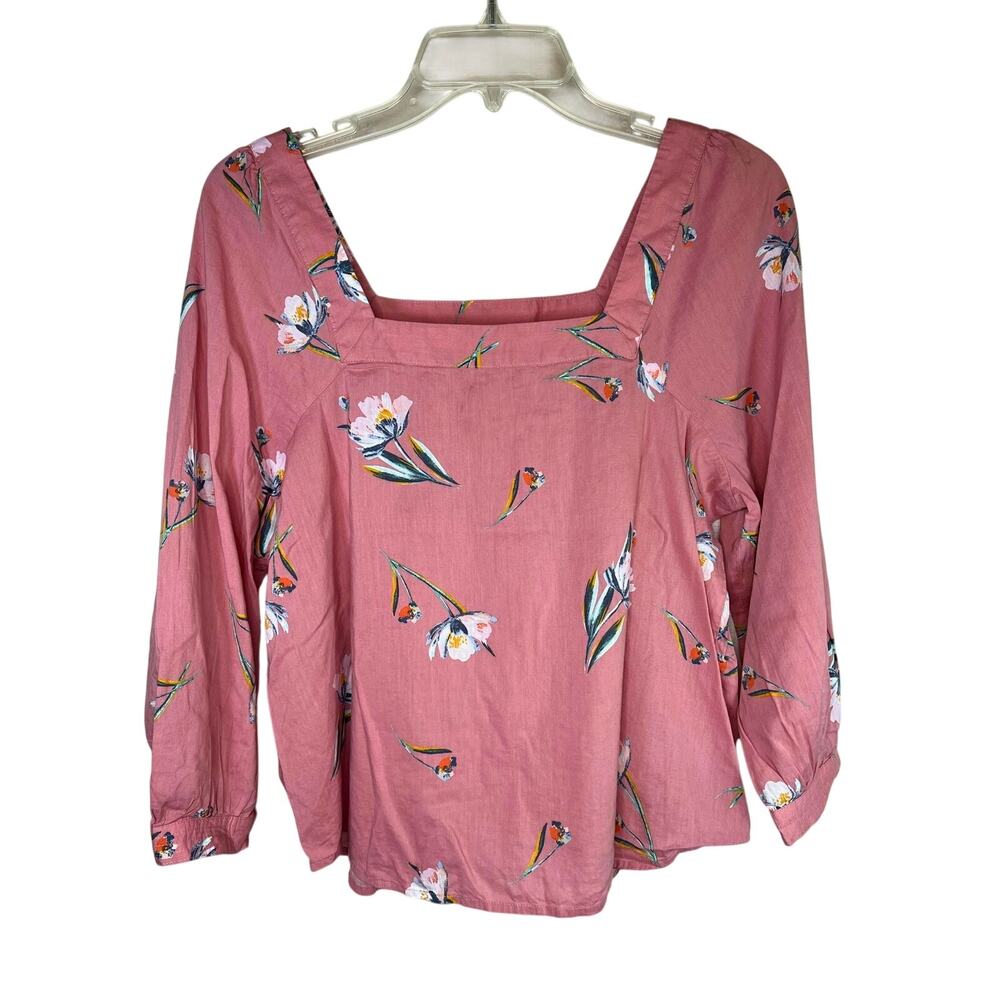 a.n.a. floral print 3/4 length sleeve blouse, mauve, size M, EUC